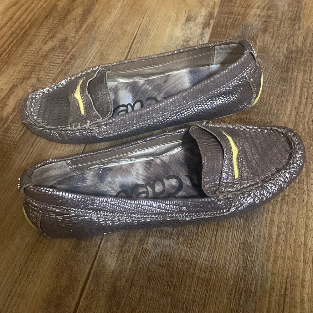 Sam Edelman gunmetal metallic driving loafers size 6.5